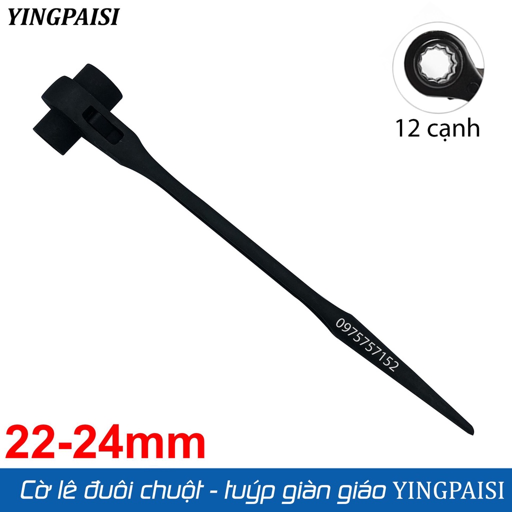 Cờ lê đuôi chuột 22-24mm, cờ lê giàn giáo tự động YINGPAISI thép cứng CR-V, tuýp giàn giáo đa năng 2 đầu