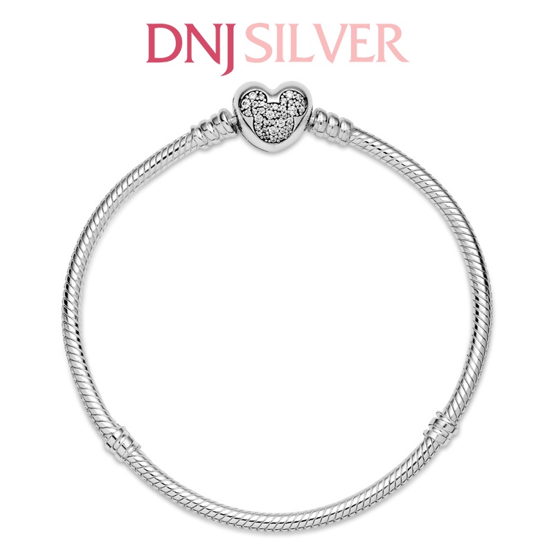 Vòng tay bạc 925 cao cấp - Mẫu vòng Mouse Heart Clasp Snake Chain, có thể mix thêm hạt charm vào vòng theo ý thích
