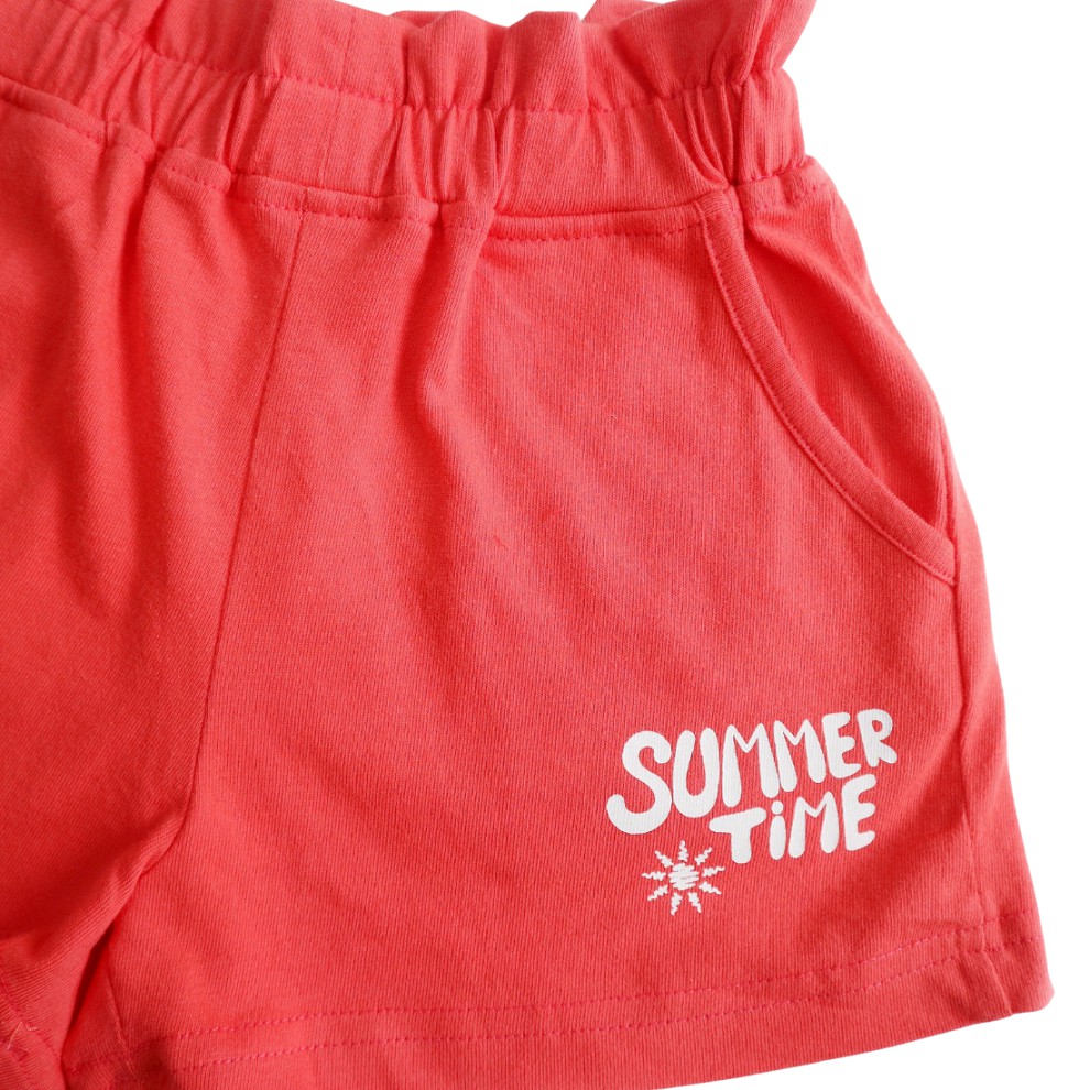 Quần Đùi Thun Bé Gái Phối Bèo Cạp In SummerTime SILBER KIDS