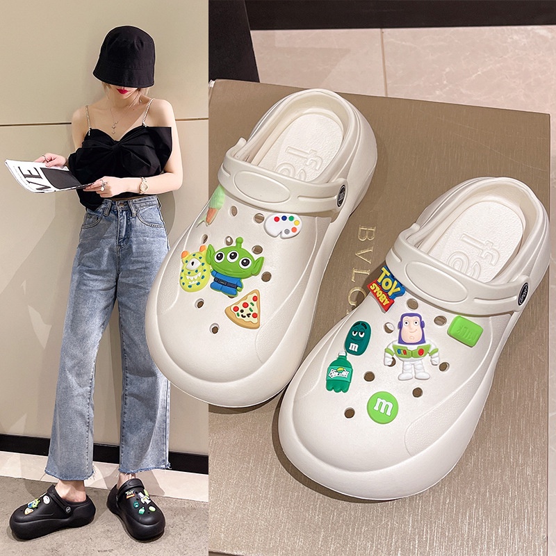 Dép Cross nữ đế cao Fashion, dép sục nữ siêu nhẹ  chất EVA kèm Sticker ( hot trend 2022 )