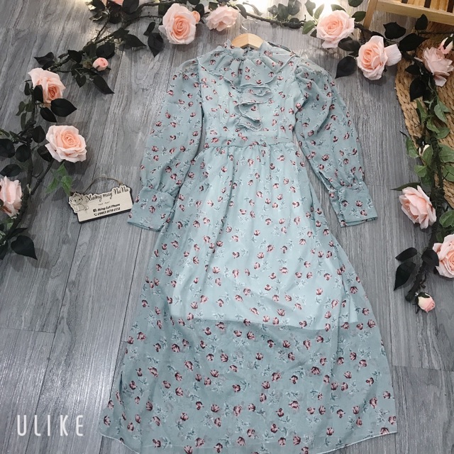 Đầm hoa nhí tay dài phối bèo siêu đẹp (hình thật+video) | BigBuy360 - bigbuy360.vn