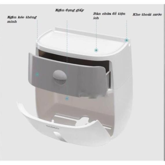 Hộp đựng giấy vệ sinh cao cấp ECOCO ⚡️ 2 tầng tiện dụng ⚡️ Sử dụng miếng dán cường lực không khoan tường