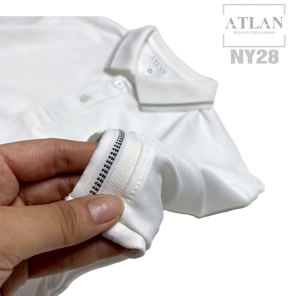 Áo Ngắn Tay Nam 💖 𝘍𝘳𝘦𝘦𝘴𝘩𝘪𝘱 💖 Áo Polo Trắng Phối Bo Dệt Chéo Đen - NY28 | BigBuy360 - bigbuy360.vn