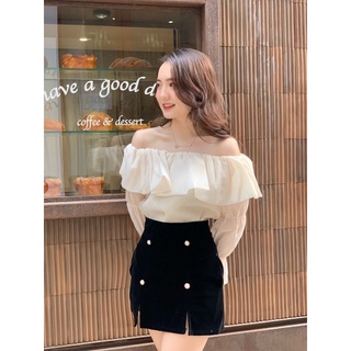 [ Ảnh shop chụp] Áo trễ vai voan tiểu thư