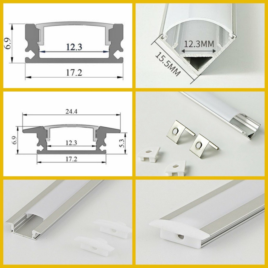 Bộ Thanh Nhôm Định Hình Dùng Cho Led Thanh, Led Dán Dài 1 Mét