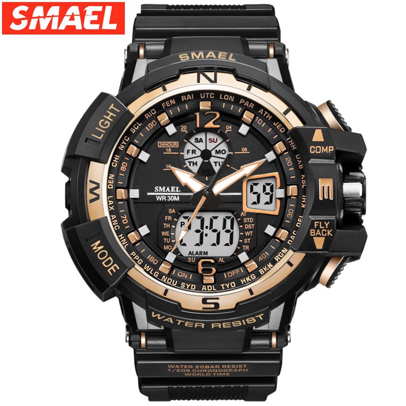 Smael Double Display Men's Electronic Watch Digital Watchsport Watch Water-resistant Watch Stylish and Versatile Popular Electronic Watch