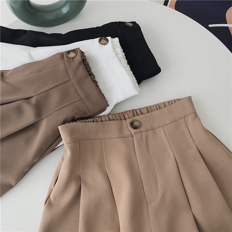 Quần đùi nữ ống rộng cạp lưng chun sau, Quần sooc nữ khóa chất tuyết mưa dày dặn cao cấp TTS27 | BigBuy360 - bigbuy360.vn