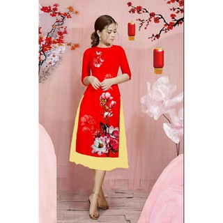GIÁ XƯỞNG - Áo dài cách tân lụa in 3D ( áo kèm váy)