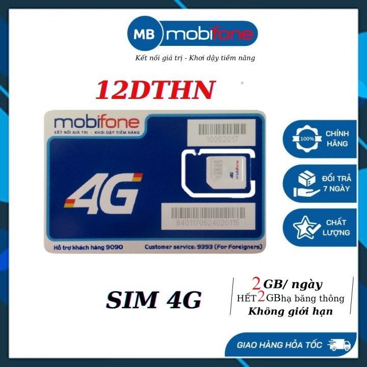 Sim 4g Mobifone 1 năm data tốc độ cao không giới hạn xem phim, lướt web, chơi game 12DTHN - DTHN