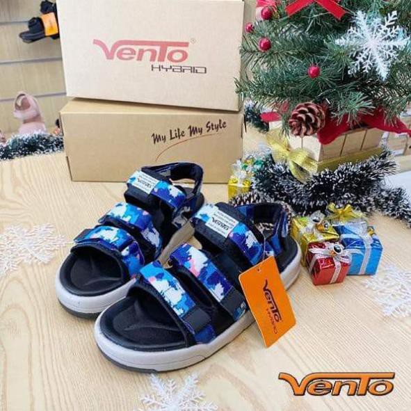 Giày Sandal Vento 3 Quai Ngang SD1001 Blue Camo Thế Hệ Gen Z [Đế IP cao 3cm] -h91