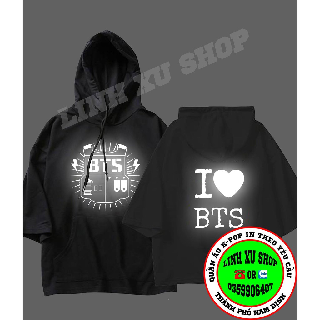 Aó hoodie BTS BT21 phát quang - may in theo yêu cầu