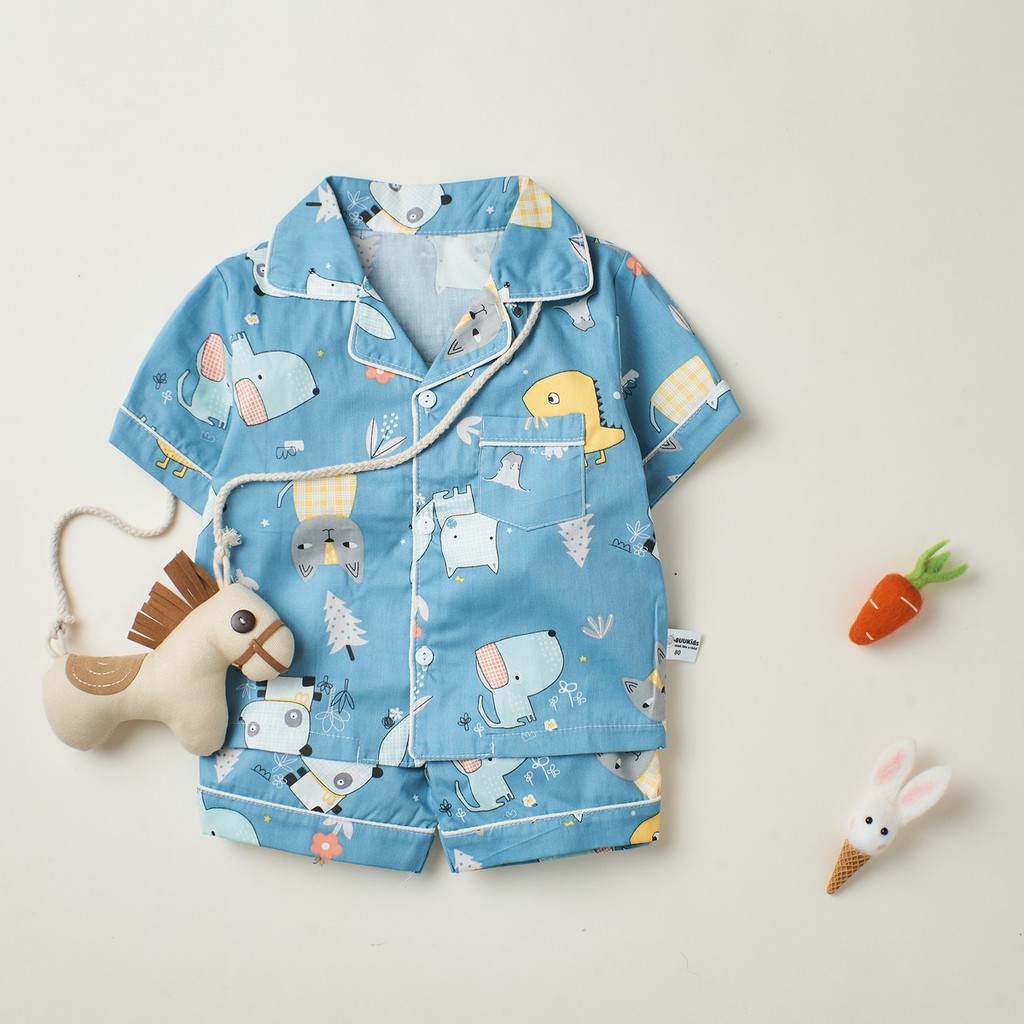 Tổng hợp bộ pyjama cộc tay họa tiết đáng yêu cho bé trai