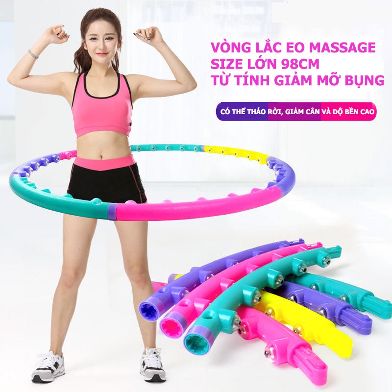 Vòng lắc eo massage Hula Hoop size lớn 98cm hạt từ tính, giảm mỡ bụng