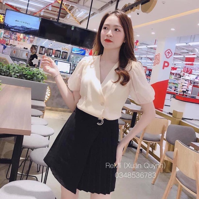 Áo sơ mi lụa phối tay voan