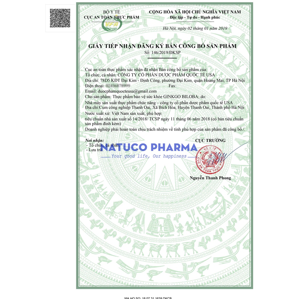 Ginkgo Biloba USA 240mg- hoạt huyết Tăng cường tuần hoàn não, giảm nguy cơ di chứng sau tai biến mạch máu não - Hộp 100V