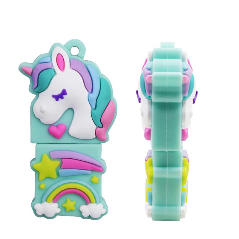 Ổ đĩa hình chữ U 13 GB / 32 GB hình kỳ lân hoạt hình bảy sắc cầu vồng không thấm nước