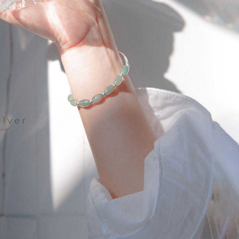 Vòng Tay Kim Loại Dạng Chuỗi Màu Xanh Lá Phong Cách Hàn Quốc Đơn Giản