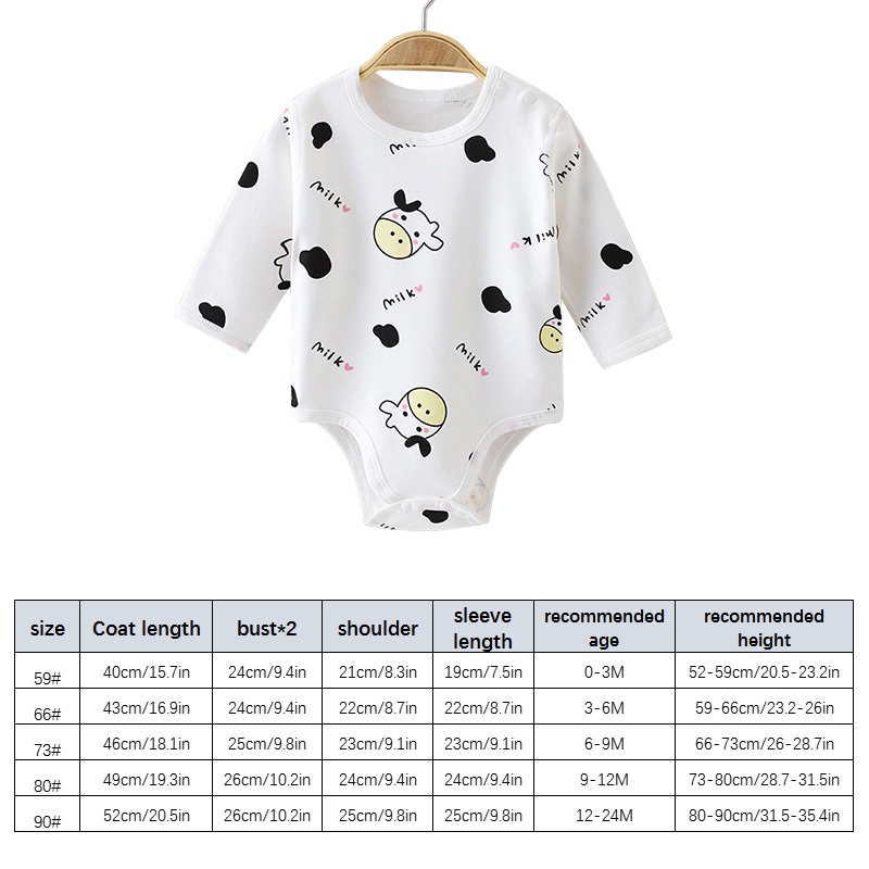Bộ Áo Liền Quần Cotton Tay Dài In Họa Tiết Hoạt Hình Dễ Thương Cho Bé