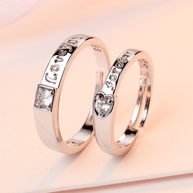 Nhẫn AHELLOGIRL mạ bạc thời trang dành cho cặp đôi
