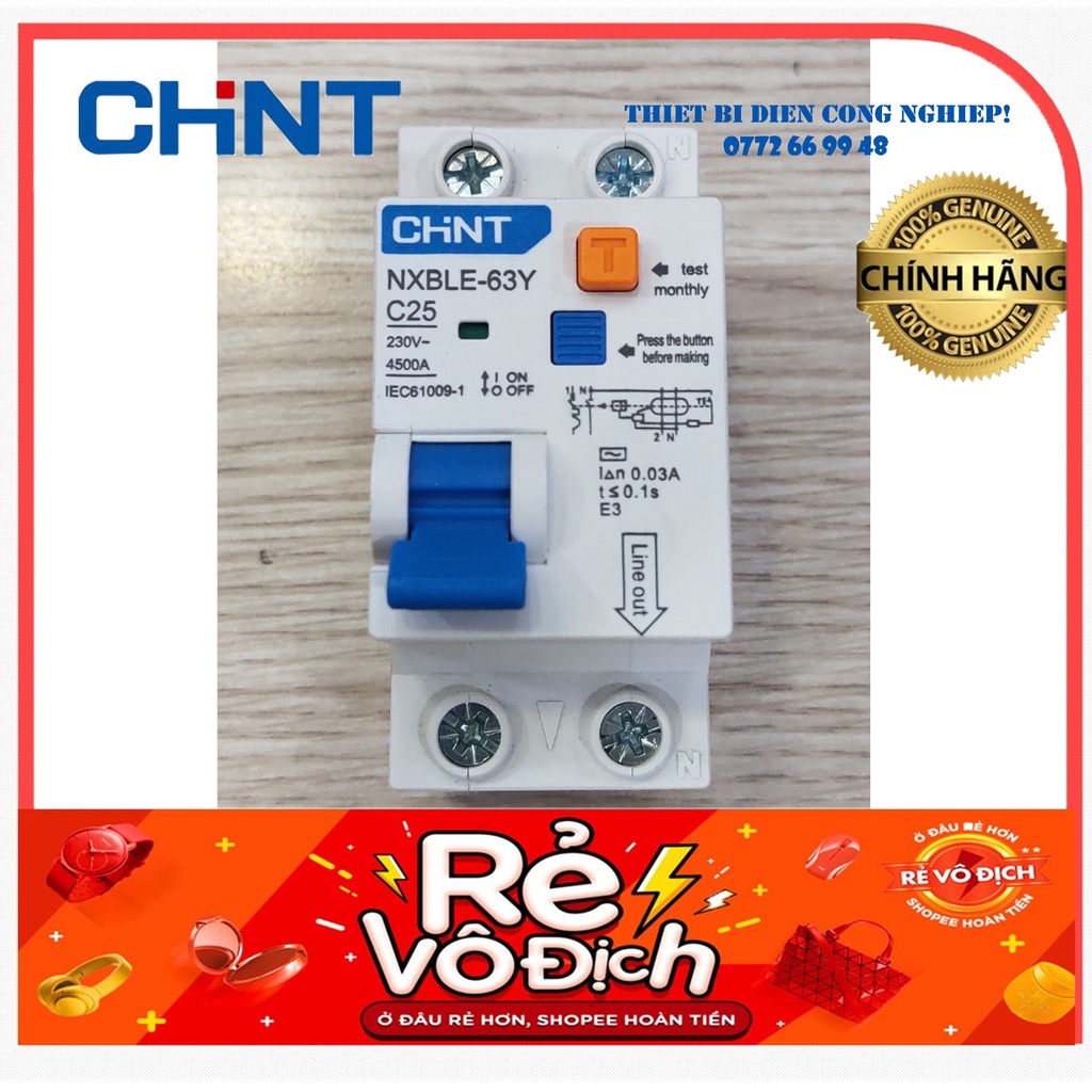 RCBO chống giật 30mA NXBLE-63Y 6A~63A Chint
