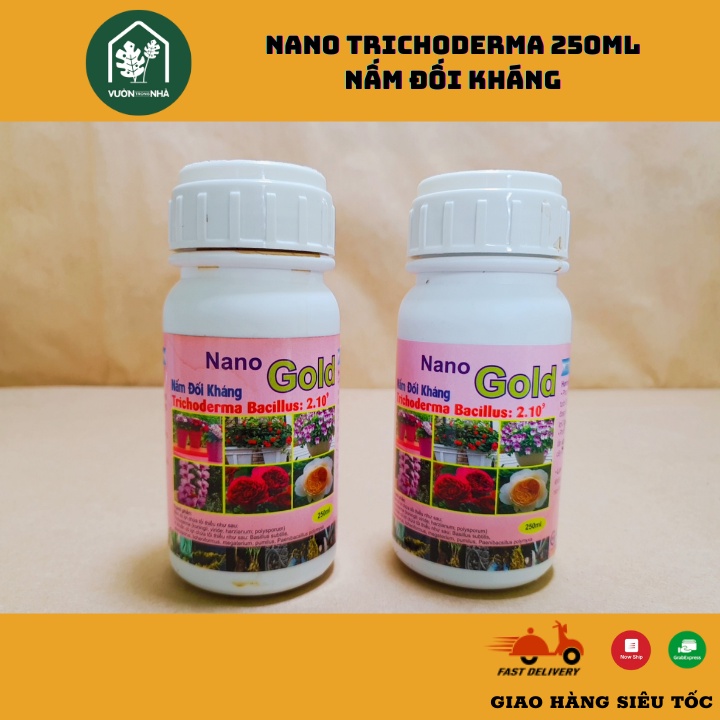 Chế phẩm Nano Gold Nấm đối kháng trichoderma Bacillus 2.10^9 lọ 250ml dùng cho hoa lan kiểng lá cây ăn quả