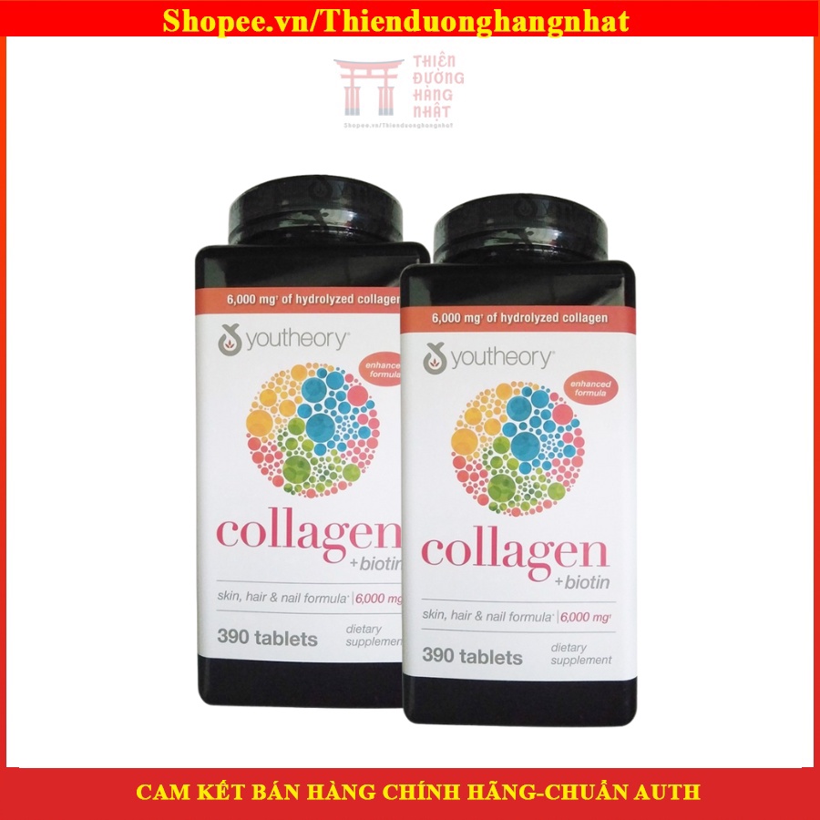 Viên Uống Bổ Sung Collagen Youtheory + BIOTIN Chính Hãng Mỹ 390 Viên
