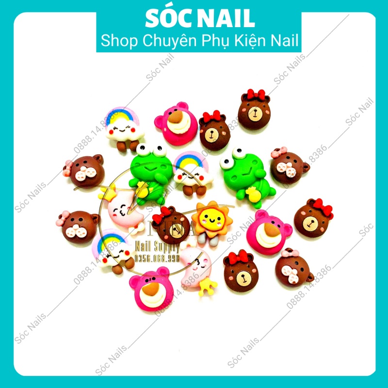 Charm Gấu Thạch Gắn Móng, Charm Hoạt Hình Trang Trí Nail Mix Màu Dễ Thương