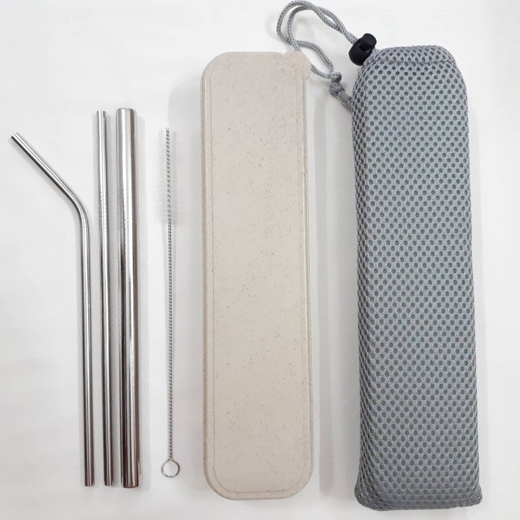 (Hàng loại 1, dày & nặng) Bộ ống hút Inox 304 6 món (3 ống hút, 1 cọ rửa, 1 túi lưới, 1 hộp) | BigBuy360 - bigbuy360.vn