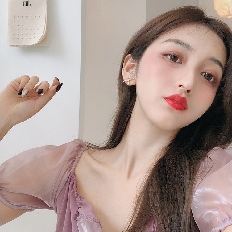 Bông tai họa tiết chữ X đính đá lấp lánh BT104