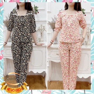 Đồ bộ mặc nhà cổ vuông cách tân siêu hot
