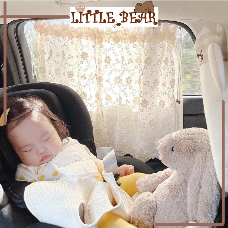 Rèm Che Nắng Ô Tô Hàn Quốc Phối Ren Hình Hoa Cúc Chất Đẹp - Little Bear