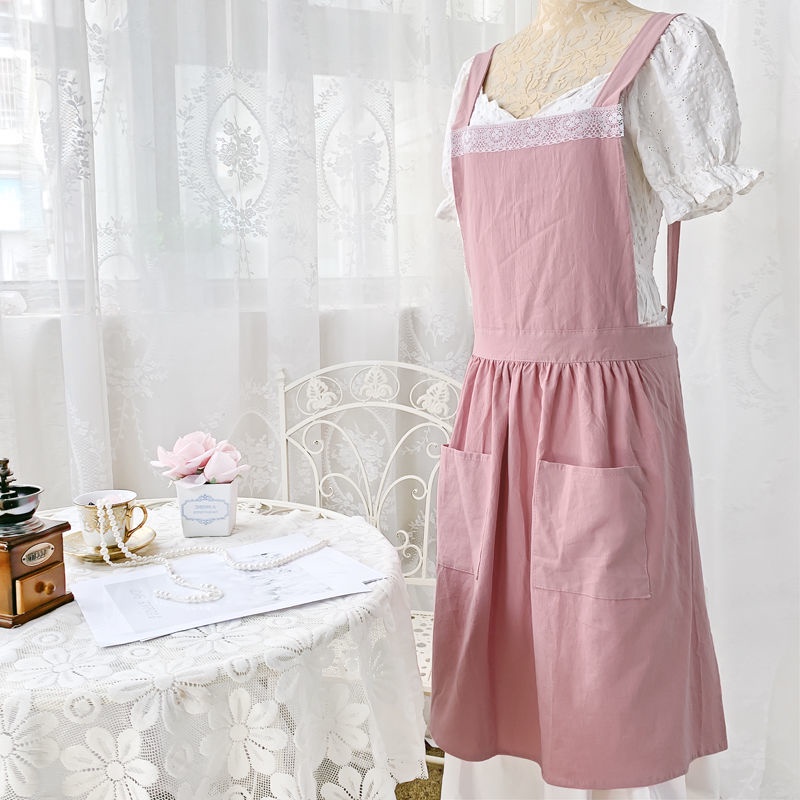 Tạp Dề Nấu Ăn Bằng Cotton Nguyên Chất Kiểu Công Chúa Nhật Bản Dễ Thương Cho Bé