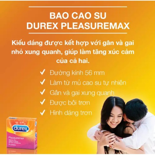 [Combo] 🍄 Bao Cao Su Durex Pleasuremax Gân & Bi (Hộp 3 Bao) 🍄 Gel bôi trơn Durex Play 50 ml [HÀNG CHÍNH HÃNG]