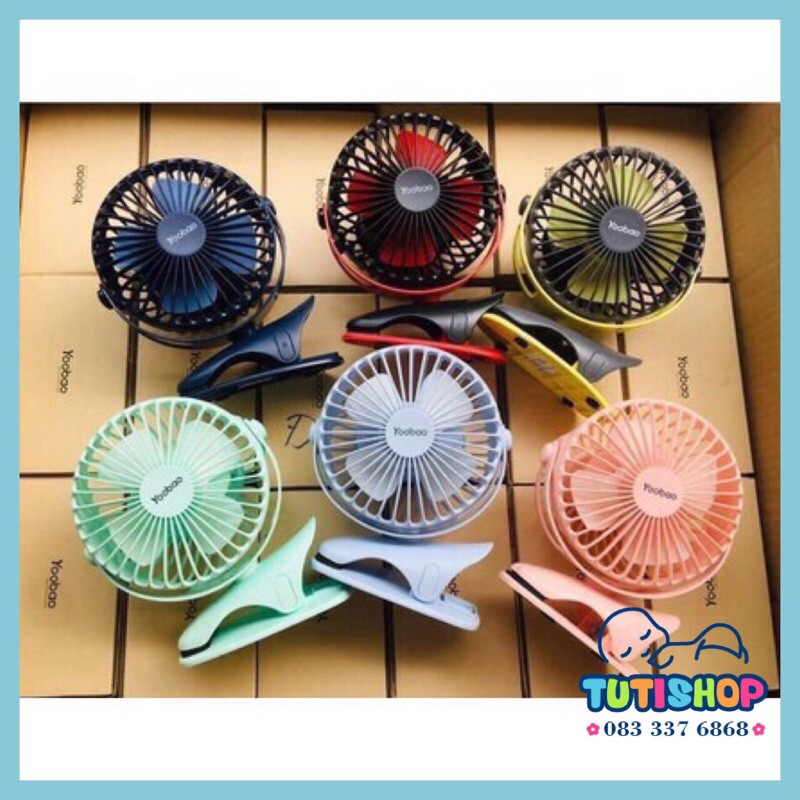 Quạt Yoobao F04 tích điện 6400mah kẹp xe đẩy, để bàn,du lịch dùng 32 tiếng. Bảo hành 12 tháng