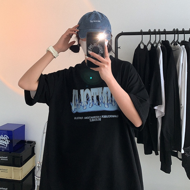 Áo Thun Tay Ngắn Dáng Rộng In Chữ Thoải Mái Thời Trang Mùa Hè Cho Nam Và Nữ