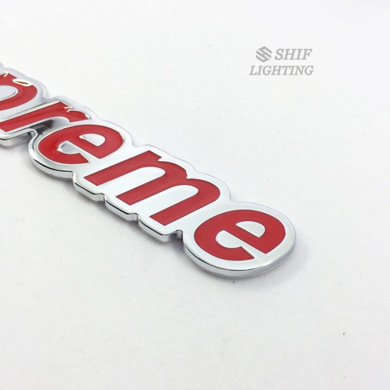 Logo Supreme bằng kim loại dán trang trí xe oto &amp; xe tải