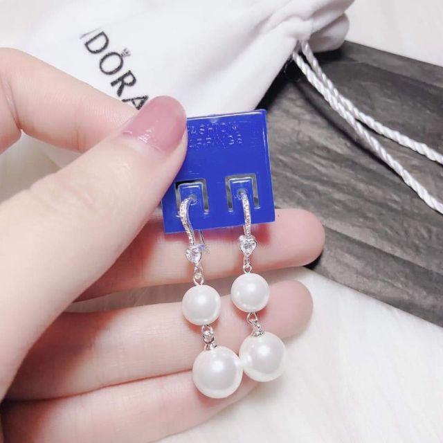 Bông tai bạc Van Jewelry V10432 Bông treo Ngọc trai nhân tạo nhiều hạt