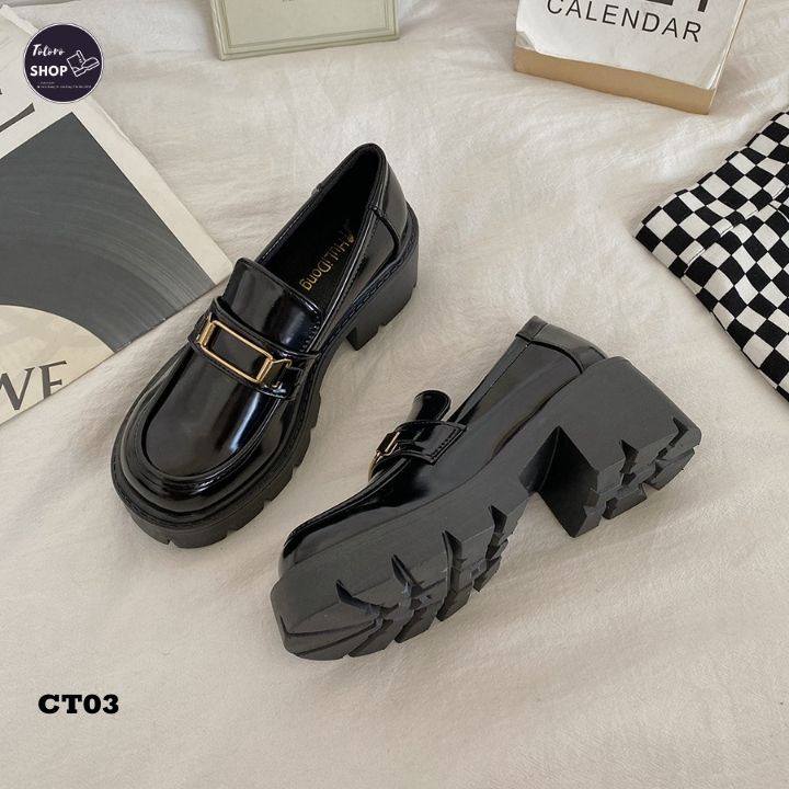 [Sẵn Đủ Size] [Ảnh Thật] Giày Lolita Nữ Giày Búp Bê Cao Cấp Đế Cao 6cm Oxford Đen Khoá Ngang Hot Trend 2023 - CT03