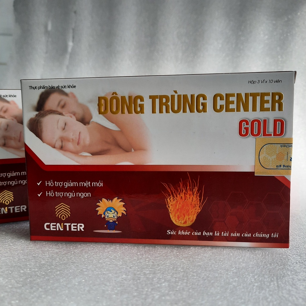 Đông trùng hạ thảo Center Gold, viên ăn ngủ ngon,giúp ngủ sâu giấc,suy nhược cơ thể – hộp 30 viên)