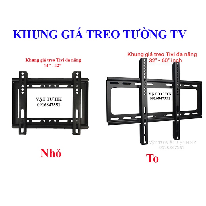 Khung kệ đỡ TV treo tường - Giá treo tivi đa năng 32" - 60" 14" - 42" inch đầy đủ vít nở