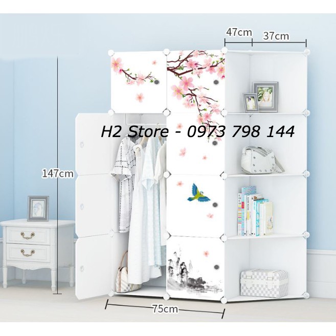 [RẺ NHẤT SHOPEE] TỦ NHỰA LẮP GHÉP 12 Ô (GỒM 4 KỆ) TRẮNG ĐỤC CỬA HOA ANH ĐÀO ĐỂ ĐỒ ĐA NĂNG THÔNG MINH sâu 47cm