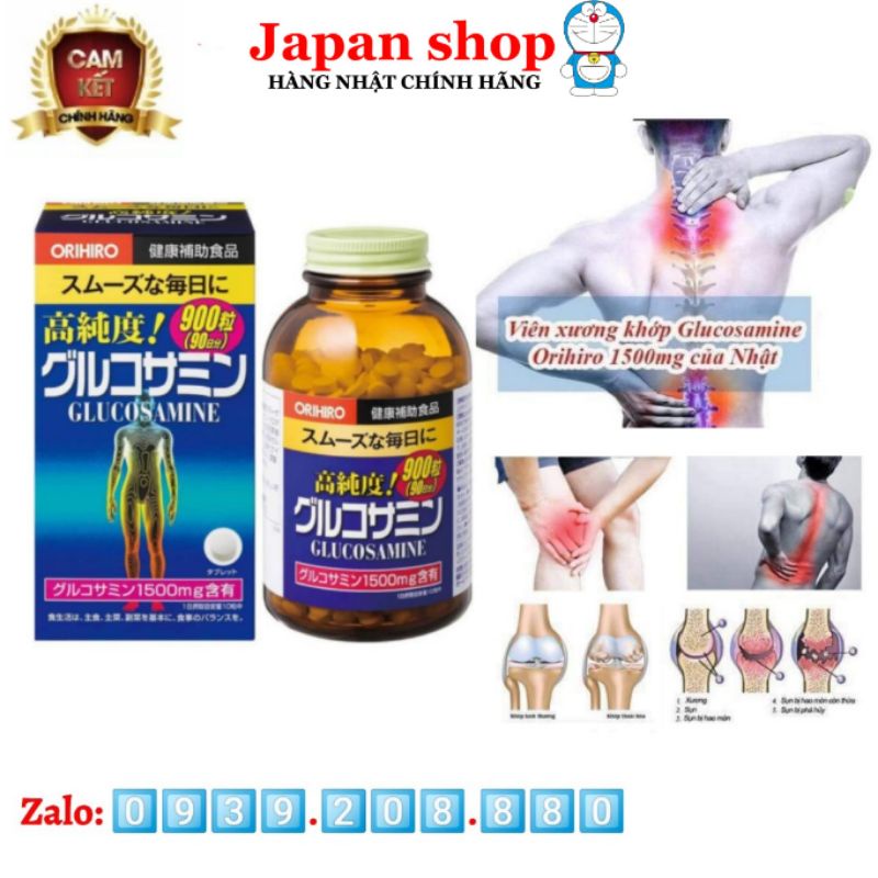 Viên uống xương khớp Glucosamine Orihiro Nhật Bản giảm đau xương khớp hộp 900 viên .