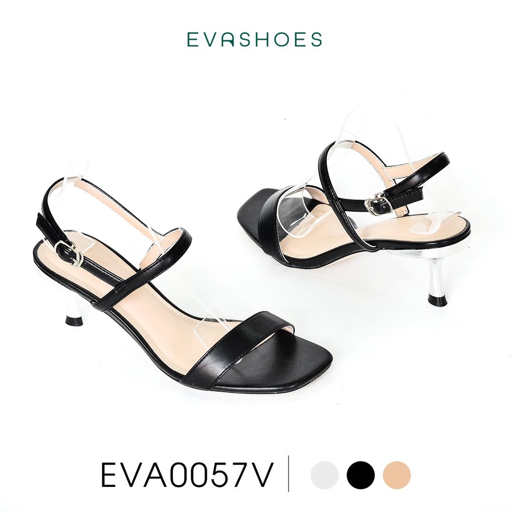 Dép Sandal Cao Gót Nữ Mũi Vuông Quai Ngang 5cm Evashoes - EVA0057V