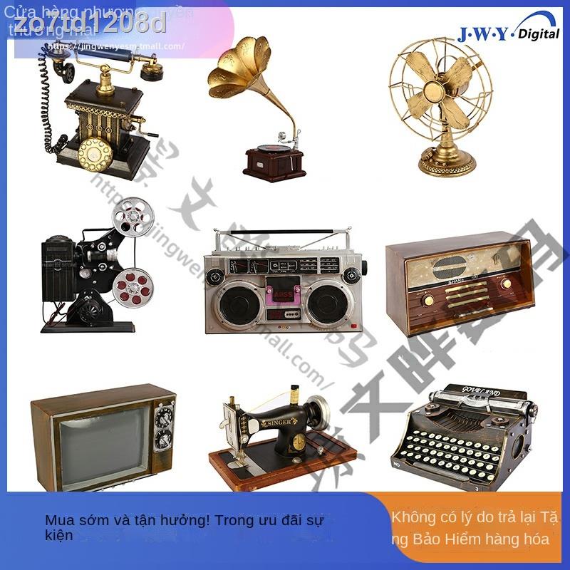 ☽Studio chụp ảnh cổ điển hoài máy ghi âm hát thập niên 80 mô hình đài phát thanh kiểu cũ đạo cụ đồ trang trí đá