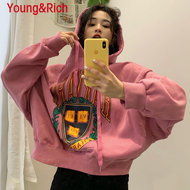 Y&R Áo Hoodie Mỏng Dáng Rộng Phong Cách Harajuku Hàn Quốc Thời Trang Xuân Thu Mới Cho Nữ