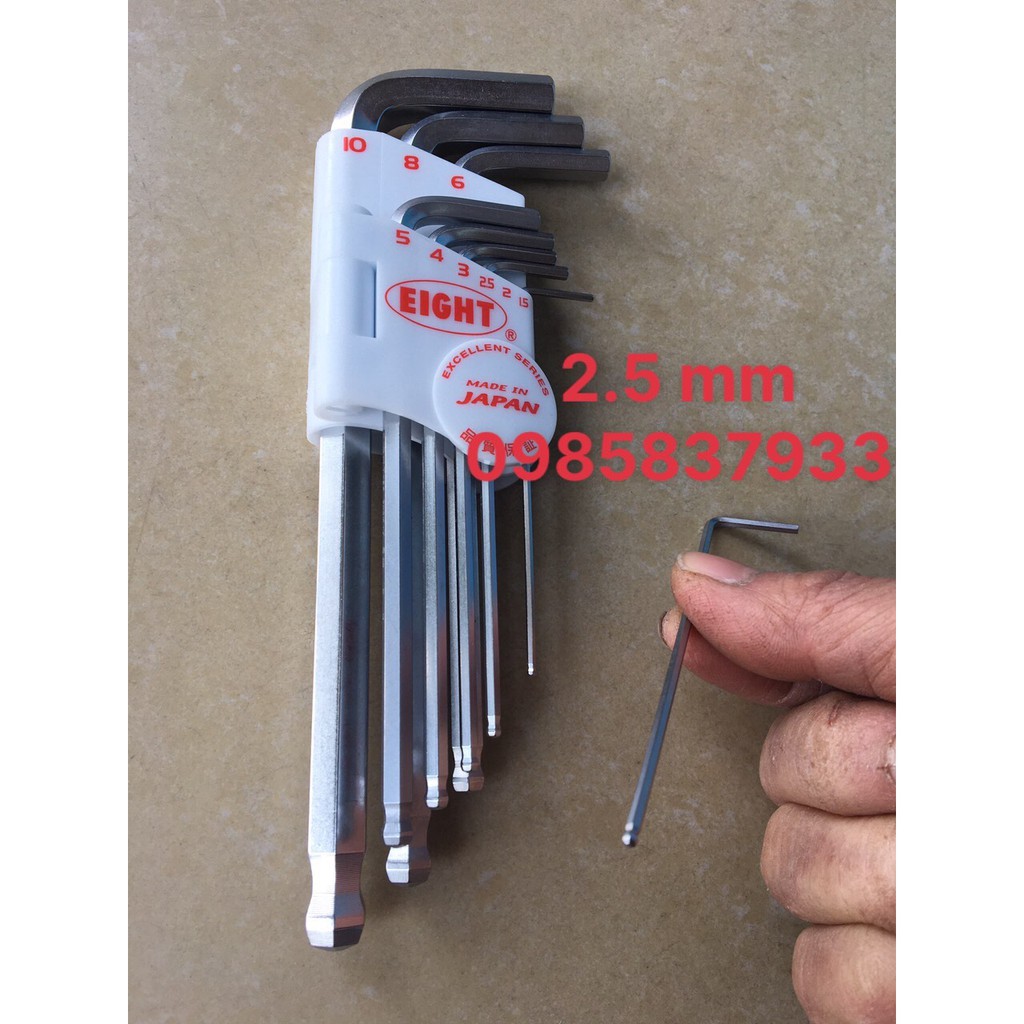 Lục giác 2.5 mm chữ L đầu bi TM-2.5 Eight Nhật đầu bi dài dễ dàng tháo lắp ốc lục giác dễ dàng thao 