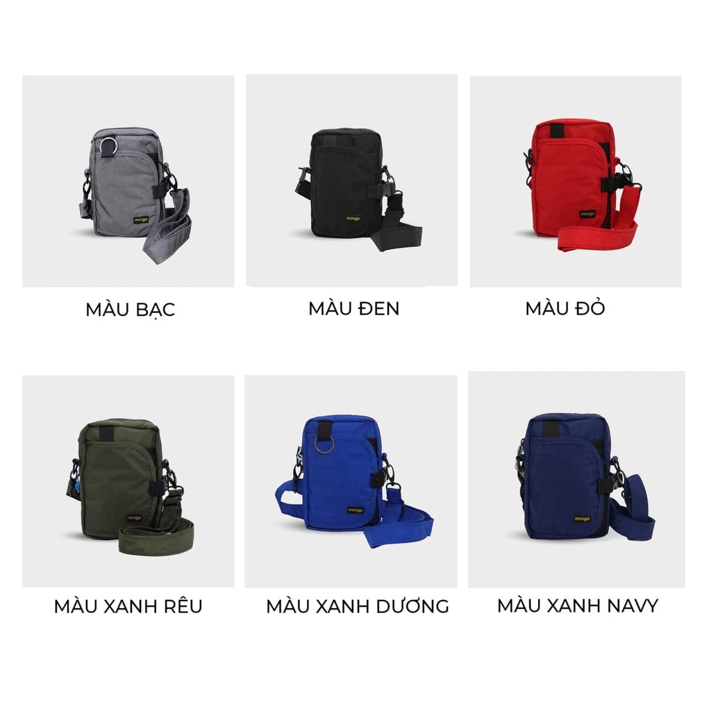 Túi đeo chéo nắp mở ngang chất liệu vải trượt nước thiết kế unisex năng động nhiều màu trơn