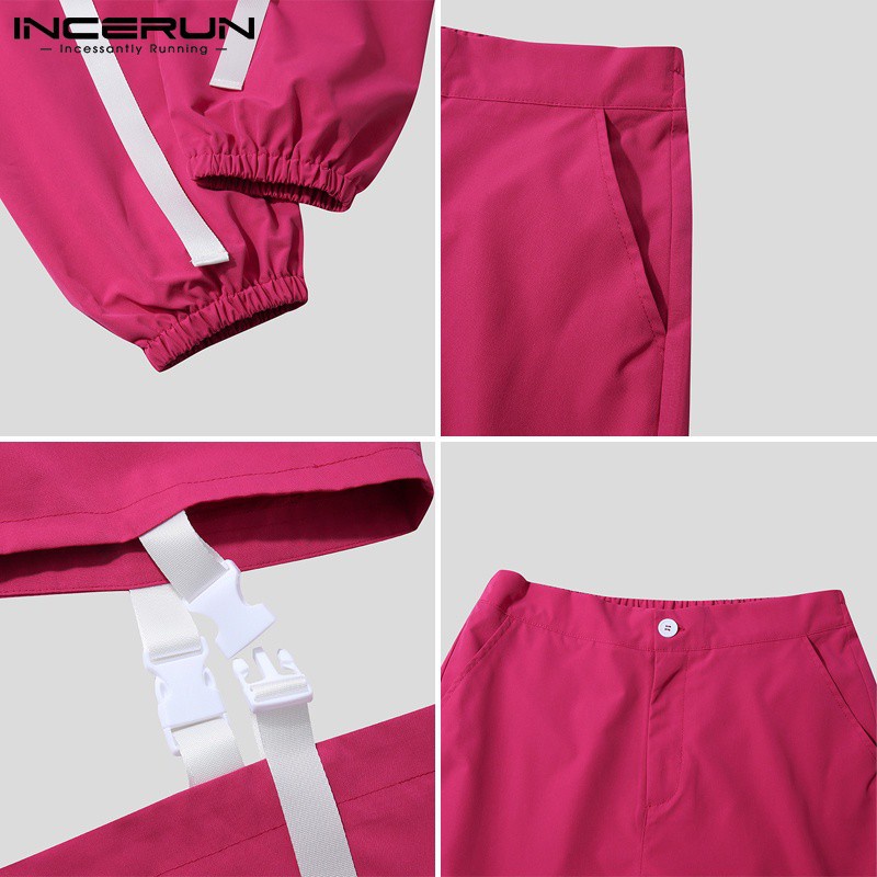 Quần dài INCERUN thời trang nam màu trơn co giãn thiết kế cắt xẻ