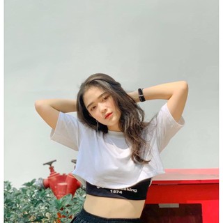 Set áo croptop 2 lớp có áo bra, set áo cặp hottrend