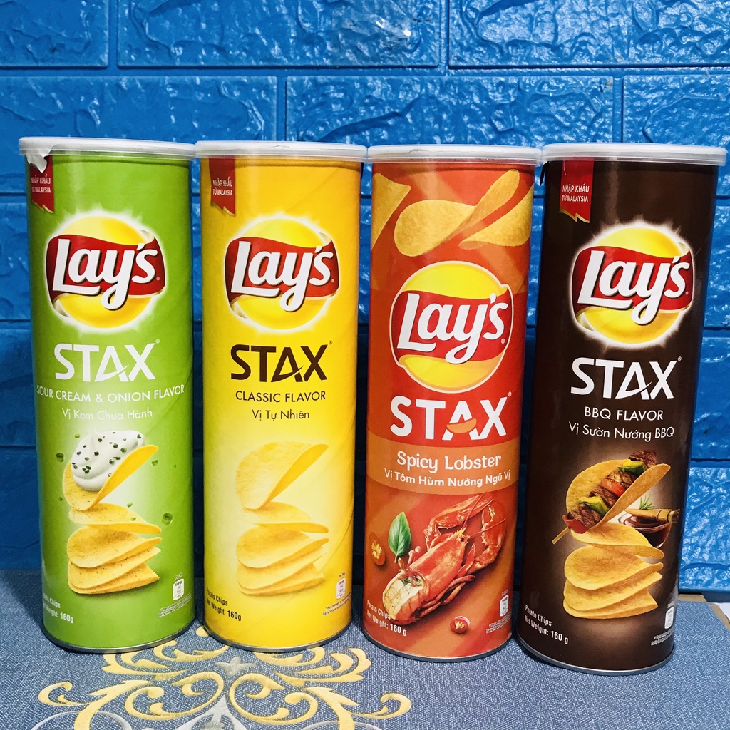 Bánh Snack Khoai Tây Ống Lay's Stax Khoai Tây Miếng 160g (Size lớn)